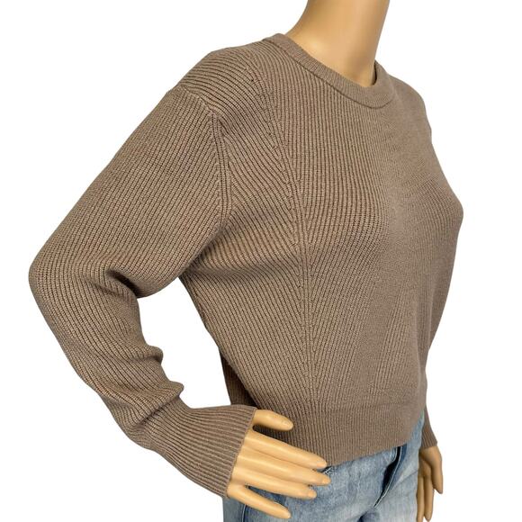 2/$15 Elodie Boxy Dolman Cropped Sweater Taupe Tan Size XS - Picture 3 of 12